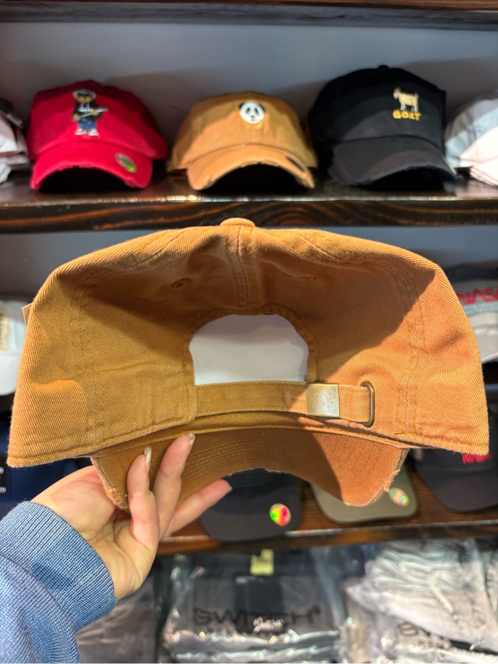 Panda Embroidered Distressed Cap - Tan - Picture 3 of 4